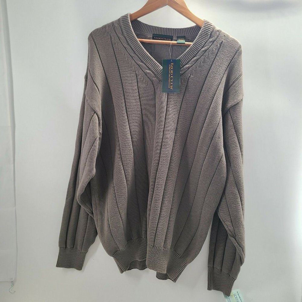 Men's Izod Club‎  Authentic Golf Sportswear Taupe Pullover Sweater Size XL